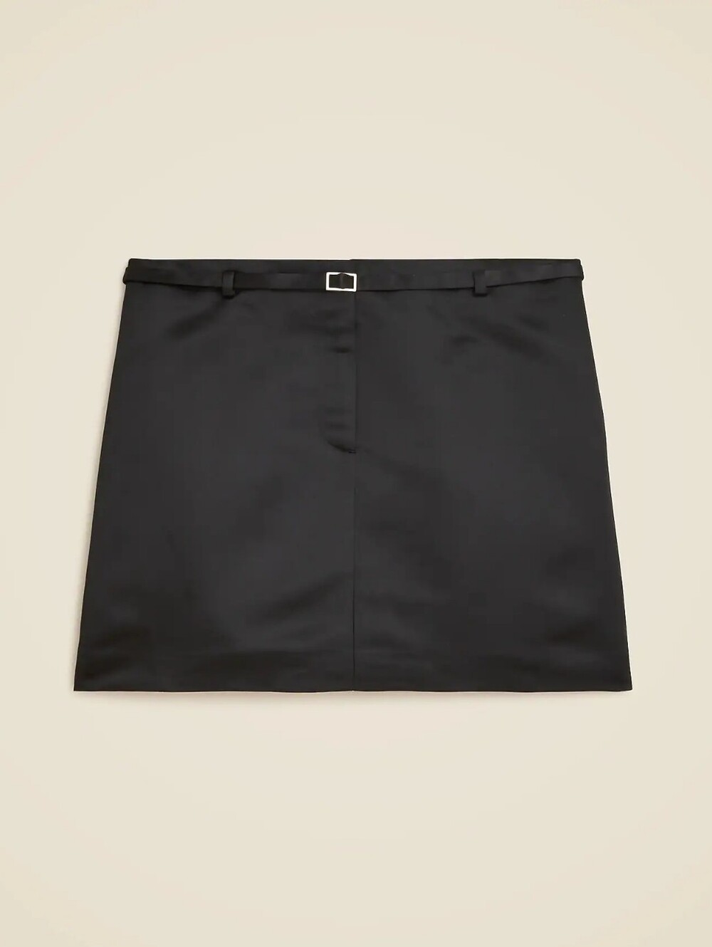 J. Crew Black Satin Mini Skirt with Slim Belt